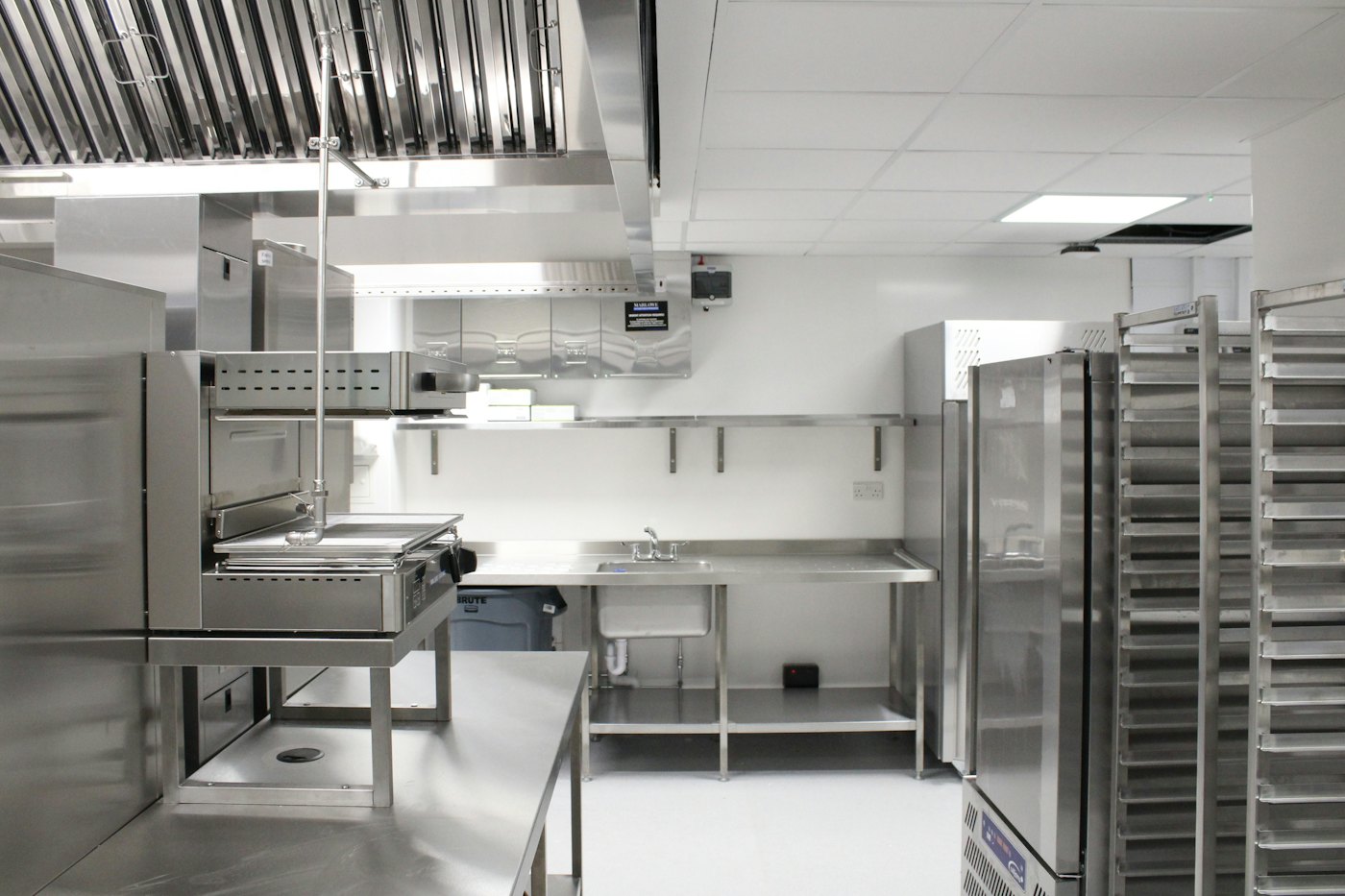 Clean stainless steel food preparation facility
